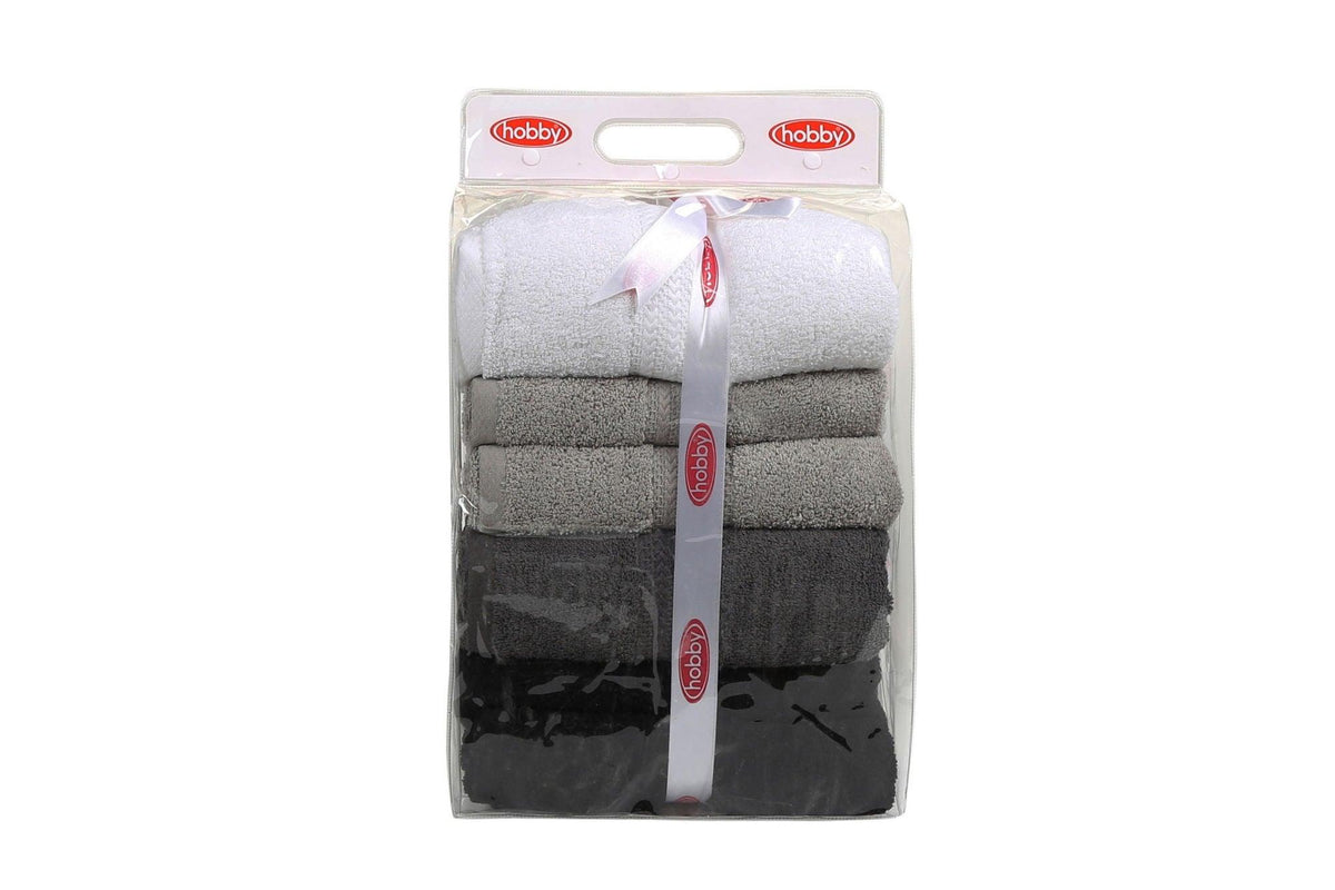 Alb - Gri - Gri închis - Negru - 4 bucăți | SKU: 317HBY1418 | Set prosoape de baie Rainbow, 70x140 cm, varianta Alb - Gri - Gri închis - Negru - 4 bucăți, produs pentru amenajarea locuinței, disponibil online în România la CasaMob
