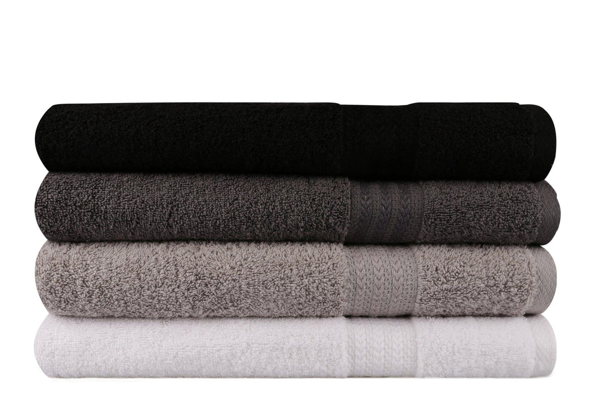 Alb - Gri - Gri închis - Negru - 4 bucăți | SKU: 317HBY1418 | Set prosoape de baie Rainbow, 70x140 cm, varianta Alb - Gri - Gri închis - Negru - 4 bucăți, produs pentru amenajarea locuinței, disponibil online în România la CasaMob