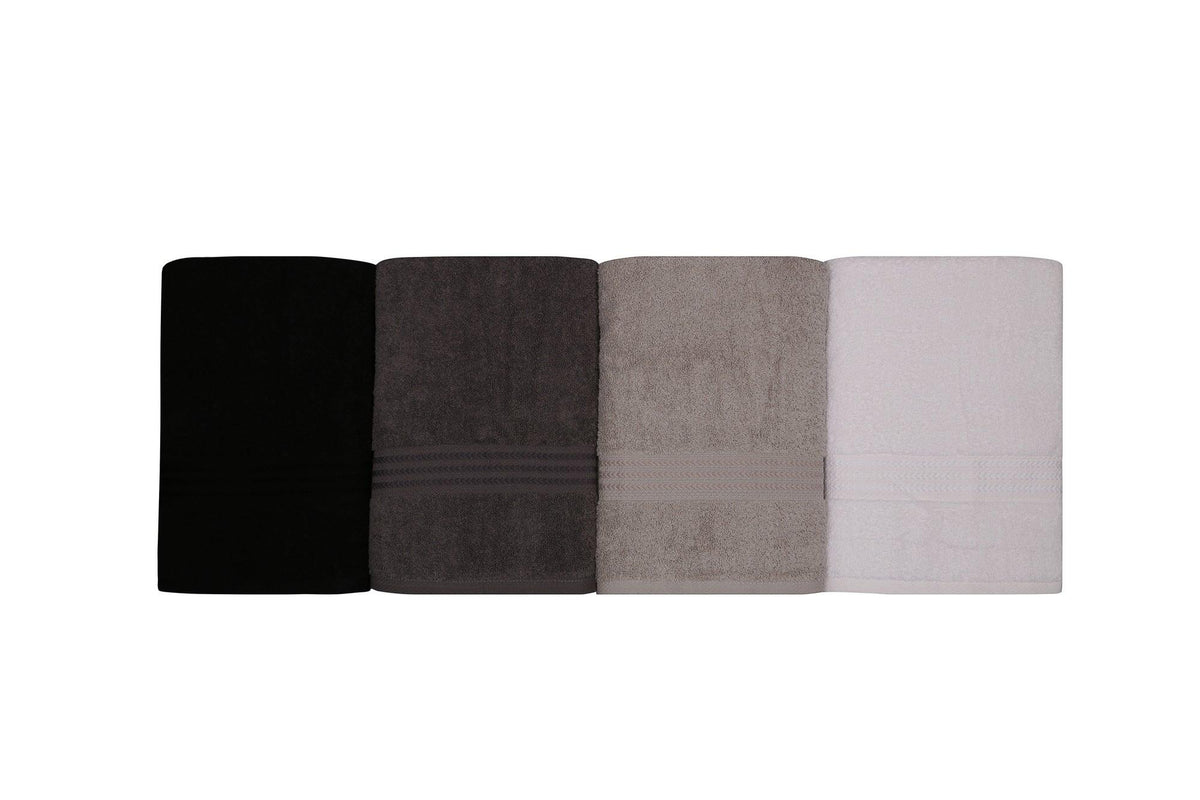 Alb - Gri - Gri închis - Negru - 4 bucăți | SKU: 317HBY1418 | Set prosoape de baie Rainbow, 70x140 cm, varianta Alb - Gri - Gri închis - Negru - 4 bucăți, produs pentru amenajarea locuinței, disponibil online în România la CasaMob