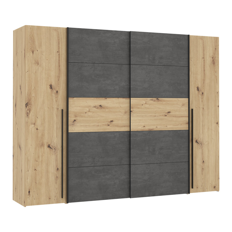 Dulap cu 4 usi Verzo MDF , stejar-alb 270x61x210 cm - Dulap cu 4 usi Verzo MDF , stejar-alb 270x61x210 cm