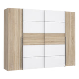Dulap cu 4 usi Verzo MDF , stejar-alb 270x61x210 cm - Dulap cu 4 usi Verzo MDF , stejar-alb 270x61x210 cm - 318-000006