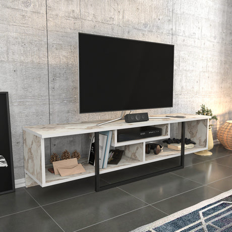 Comodă TV Asal 150 - Black, Ephesus, Negru - Alb, 150x35x40 cm