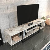 Comodă TV Asal 150 - Black, Ephesus, Negru - Alb, 150x35x40 cm