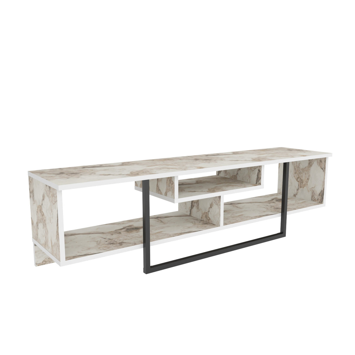 Comodă TV Asal 150 - Black, Ephesus, Negru - Alb, 150x35x40 cm