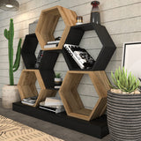 Bibliotecă Cicek, Diverse culori, 120x30x109 cm - Negru - Stejar | SKU: 322RTC1101 | Bibliotecă Cicek, 120x30x109 cm, varianta Negru - Stejar, produs pentru amenajarea locuinței, disponibil online în România la CasaMob