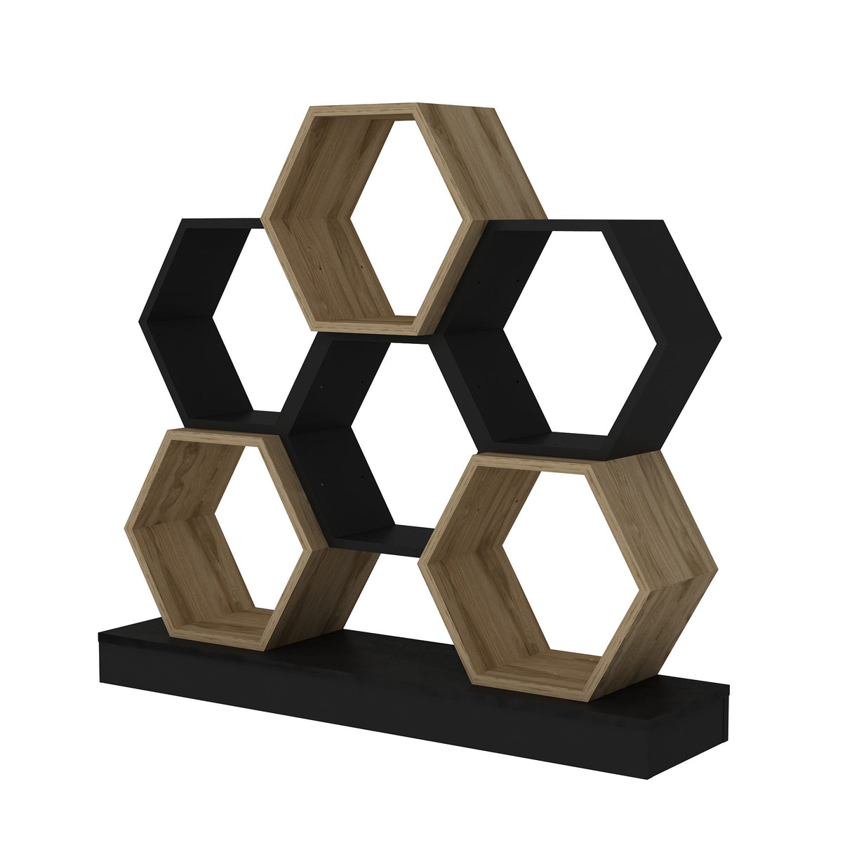 Bibliotecă Cicek, Diverse culori, 120x30x109 cm - Negru - Stejar | SKU: 322RTC1101 | Bibliotecă Cicek, 120x30x109 cm, varianta Negru - Stejar, produs pentru amenajarea locuinței, disponibil online în România la CasaMob