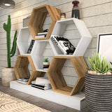 Bibliotecă Cicek, Diverse culori, 120x30x109 cm - Alb - Stejar | SKU: 322RTC1102 | Bibliotecă Cicek, 120x30x109 cm, varianta Alb - Stejar, produs pentru amenajarea locuinței, disponibil online în România la CasaMob