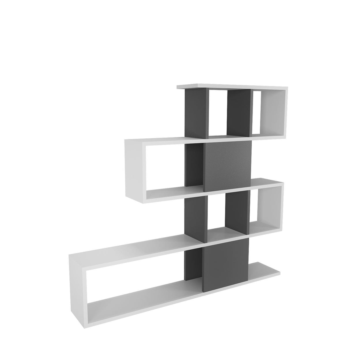 Bibliotecă Karlin, Alb - Antracit, 120x20x109 cm