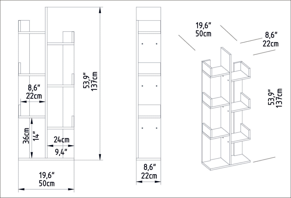 Bibliotecă Luisa, Diverse culori, Diverse dimensiuni - Oud oak - 50x22x173 cm | SKU: 322RTC1104 | Bibliotecă Luisa, varianta Oud oak - 50x22x173 cm, produs pentru amenajarea locuinței, disponibil online în România la CasaMob