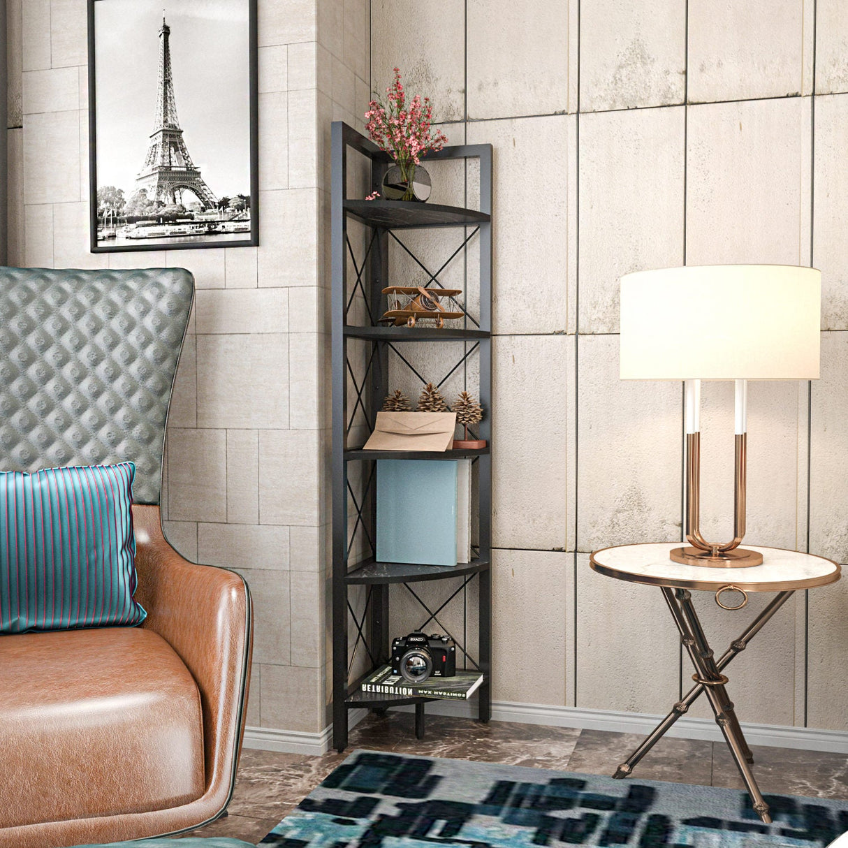 Bibliotecă Remo, Diverse culori, 31x33x160 cm - Negru | SKU: 322RTC1107 | Bibliotecă Remo, 31x33x160 cm, varianta Negru, produs pentru amenajarea locuinței, disponibil online în România la CasaMob