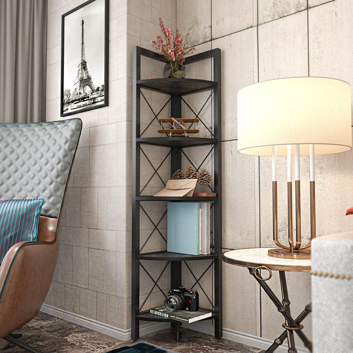 Bibliotecă Remo, Diverse culori, 31x33x160 cm - Negru | SKU: 322RTC1107 | Bibliotecă Remo, 31x33x160 cm, varianta Negru, produs pentru amenajarea locuinței, disponibil online în România la CasaMob