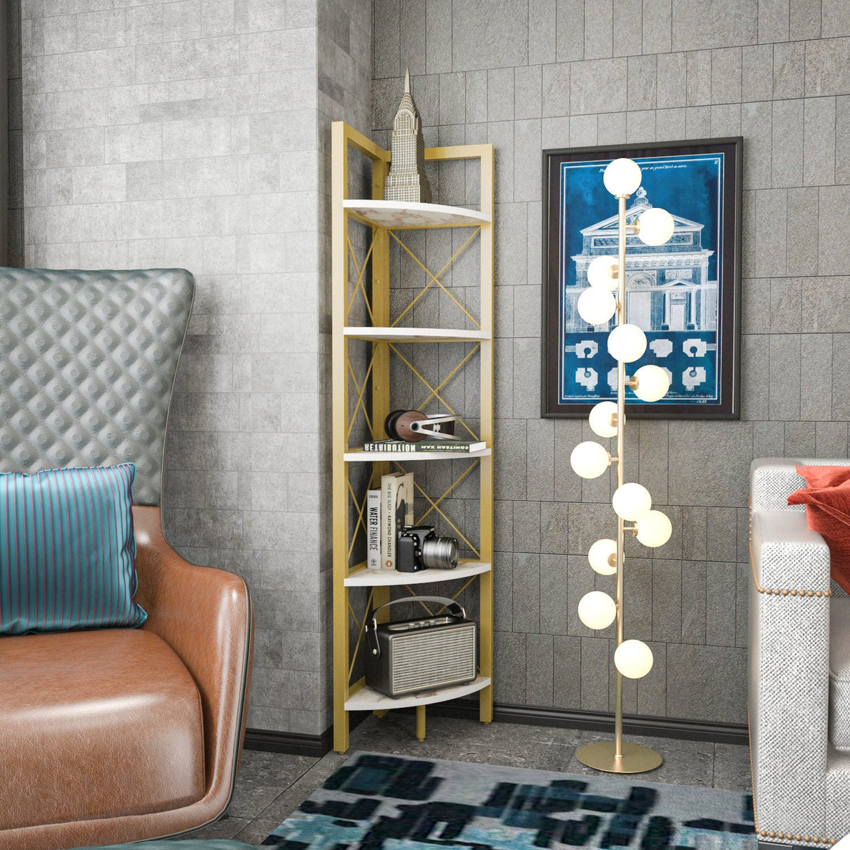 Bibliotecă Remo, Diverse culori, 31x33x160 cm - Auriu | SKU: 322RTC1108 | Bibliotecă Remo, 31x33x160 cm, varianta Auriu, produs pentru amenajarea locuinței, disponibil online în România la CasaMob