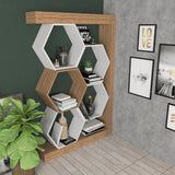 Bibliotecă Artemis, Diverse culori, 90x25x140 cm - Alb - Nuc | SKU: 322RTC1114 | Bibliotecă Artemis, 90x25x140 cm, varianta Alb - Nuc, produs pentru amenajarea locuinței, disponibil online în România la CasaMob