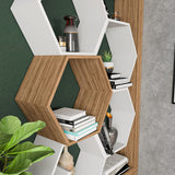Bibliotecă Artemis, Diverse culori, 90x25x140 cm - Alb - Nuc | SKU: 322RTC1114 | Bibliotecă Artemis, 90x25x140 cm, varianta Alb - Nuc, produs pentru amenajarea locuinței, disponibil online în România la CasaMob