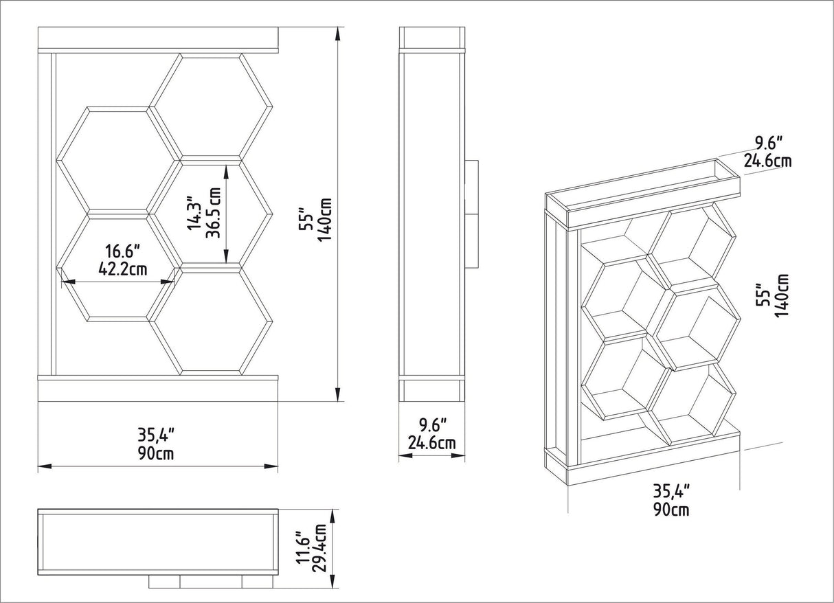 Bibliotecă Artemis, Diverse culori, 90x25x140 cm - Alb - Nuc | SKU: 322RTC1114 | Bibliotecă Artemis, 90x25x140 cm, varianta Alb - Nuc, produs pentru amenajarea locuinței, disponibil online în România la CasaMob