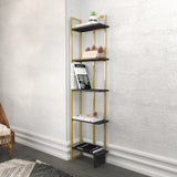 Bibliotecă Alice, Negru - Auriu, 45x22x180 cm