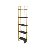 Bibliotecă Alice, Negru - Auriu, 45x22x180 cm