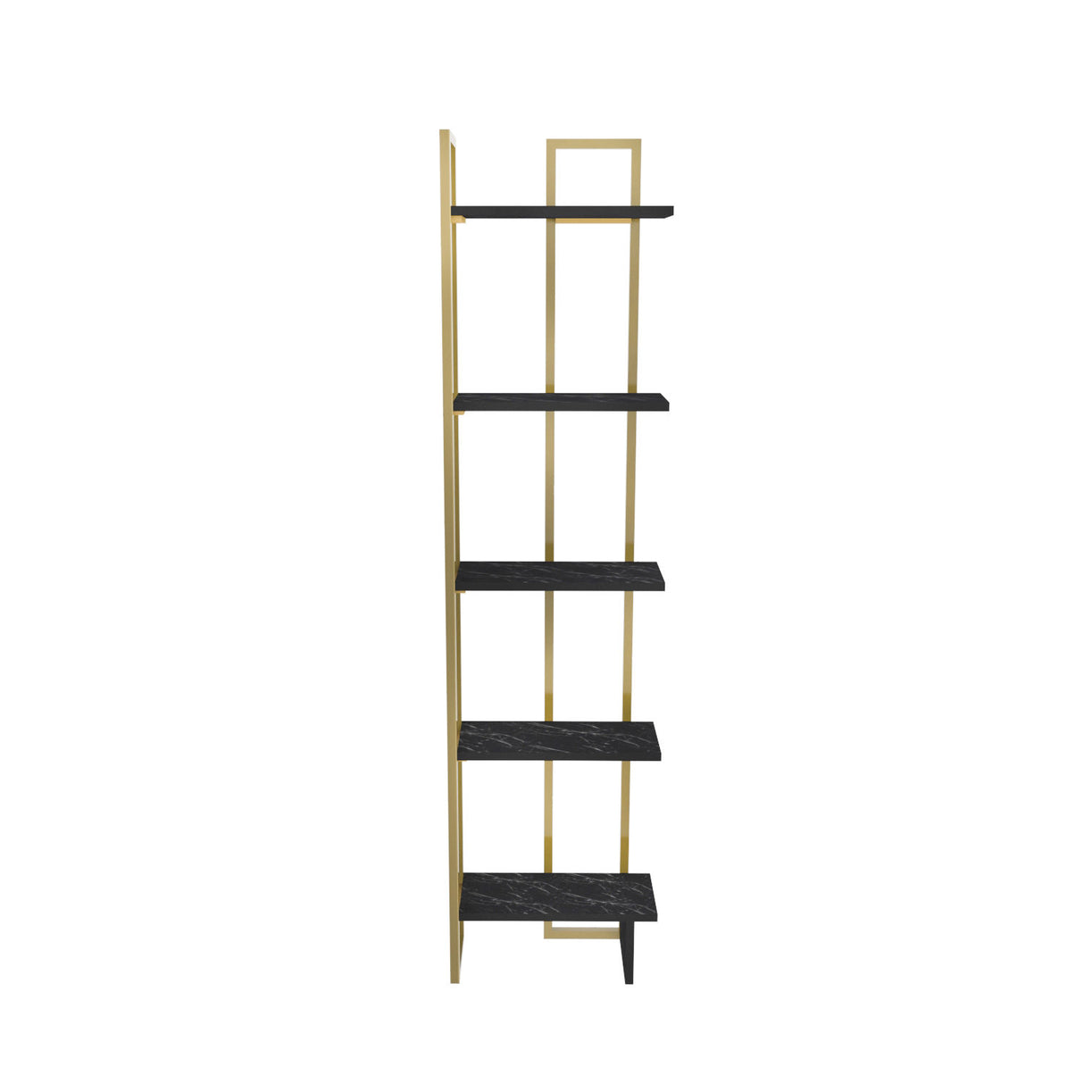 Bibliotecă Alice, Negru - Auriu, 45x22x180 cm