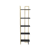 Bibliotecă Alice, Negru - Auriu, 45x22x180 cm
