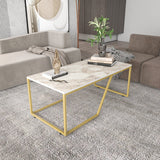 Măsuță de cafea Wendy, Diverse culori, 120x60x48 cm - Alb - Auriu | SKU: 322RTC1205 | Măsuță de cafea Wendy, 120x60x48 cm, varianta Alb - Auriu, produs pentru amenajarea locuinței, disponibil online în România la CasaMob