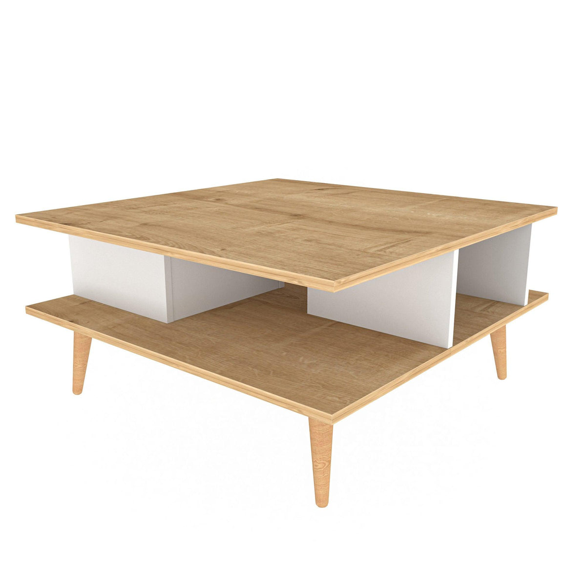 Stejar - Alb | SKU: 322RTC1207 | Măsuță de cafea Akya, 89x89x44 cm, varianta Stejar - Alb, produs pentru amenajarea locuinței, disponibil online în România la CasaMob