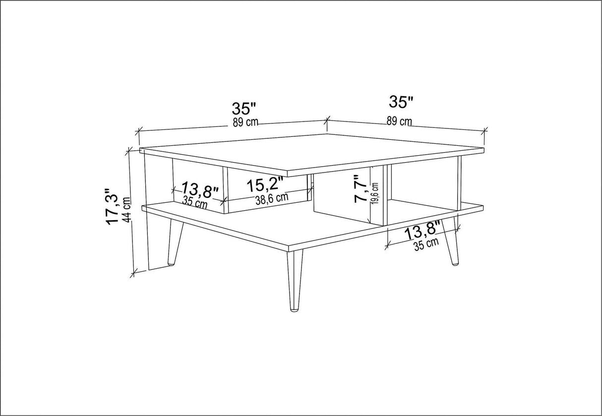 Măsuță de cafea Akya, Diverse culori, 89x89x44 cm - Nuc - Negru | SKU: 322RTC1208 | Măsuță de cafea Akya, 89x89x44 cm, varianta Nuc - Negru, produs pentru amenajarea locuinței, disponibil online în România la CasaMob