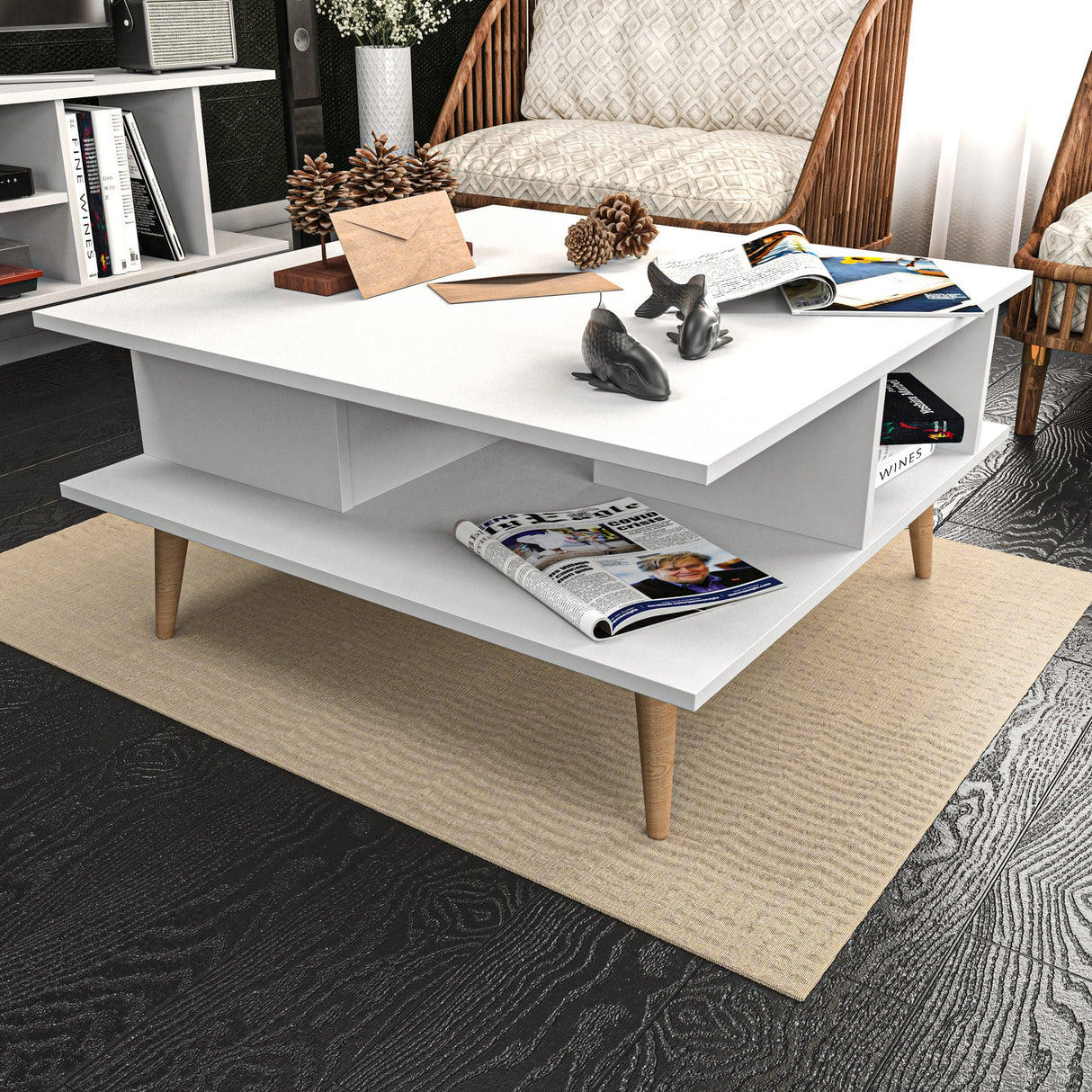 Măsuță de cafea Akya, Diverse culori, 89x89x44 cm - Alb | SKU: 322RTC1209 | Măsuță de cafea Akya, 89x89x44 cm, varianta Alb, produs pentru amenajarea locuinței, disponibil online în România la CasaMob