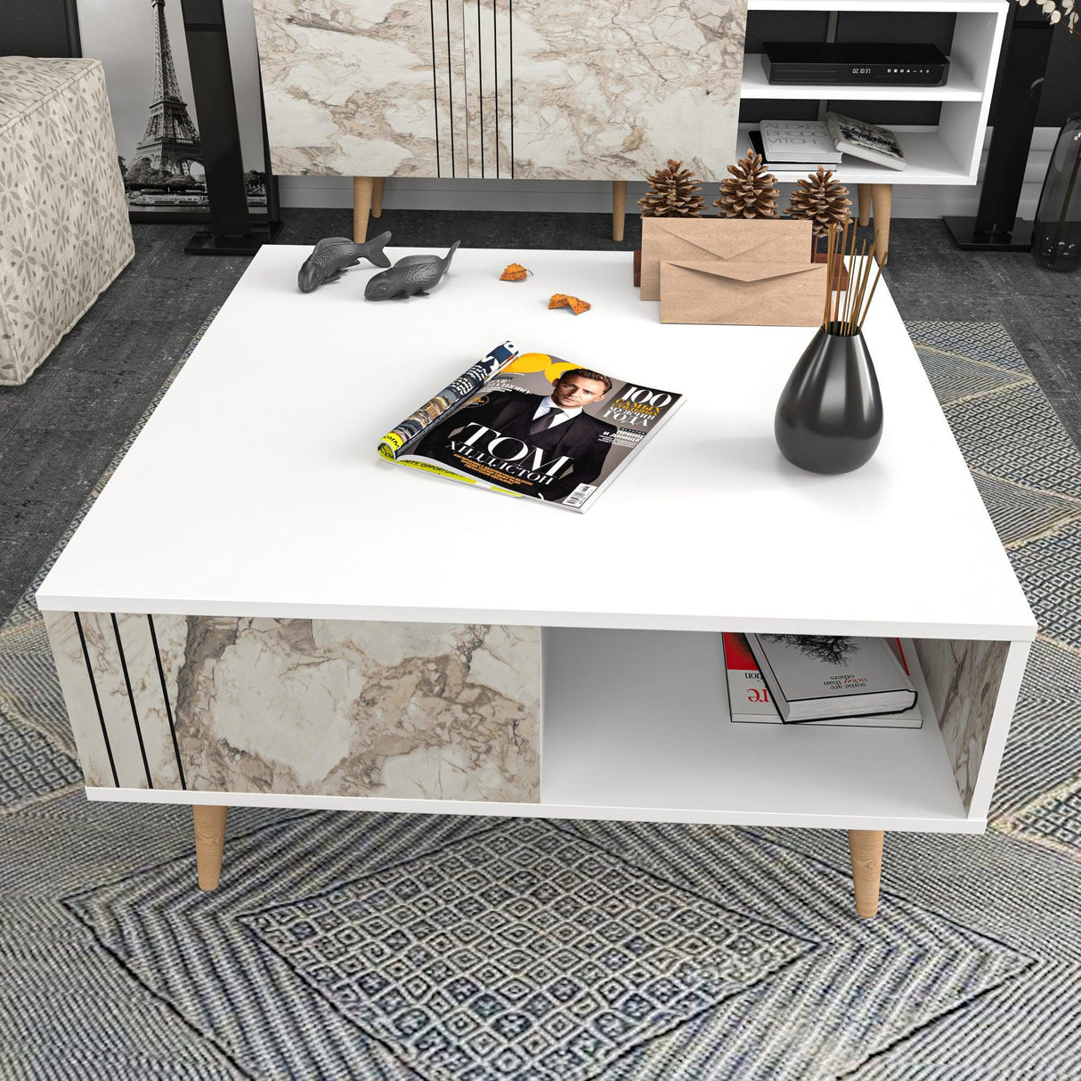 Măsuță de cafea Ronas, Diverse culori, 90x90x47 cm - Alb | SKU: 322RTC1210 | Măsuță de cafea Ronas, 90x90x47 cm, varianta Alb, produs pentru amenajarea locuinței, disponibil online în România la CasaMob