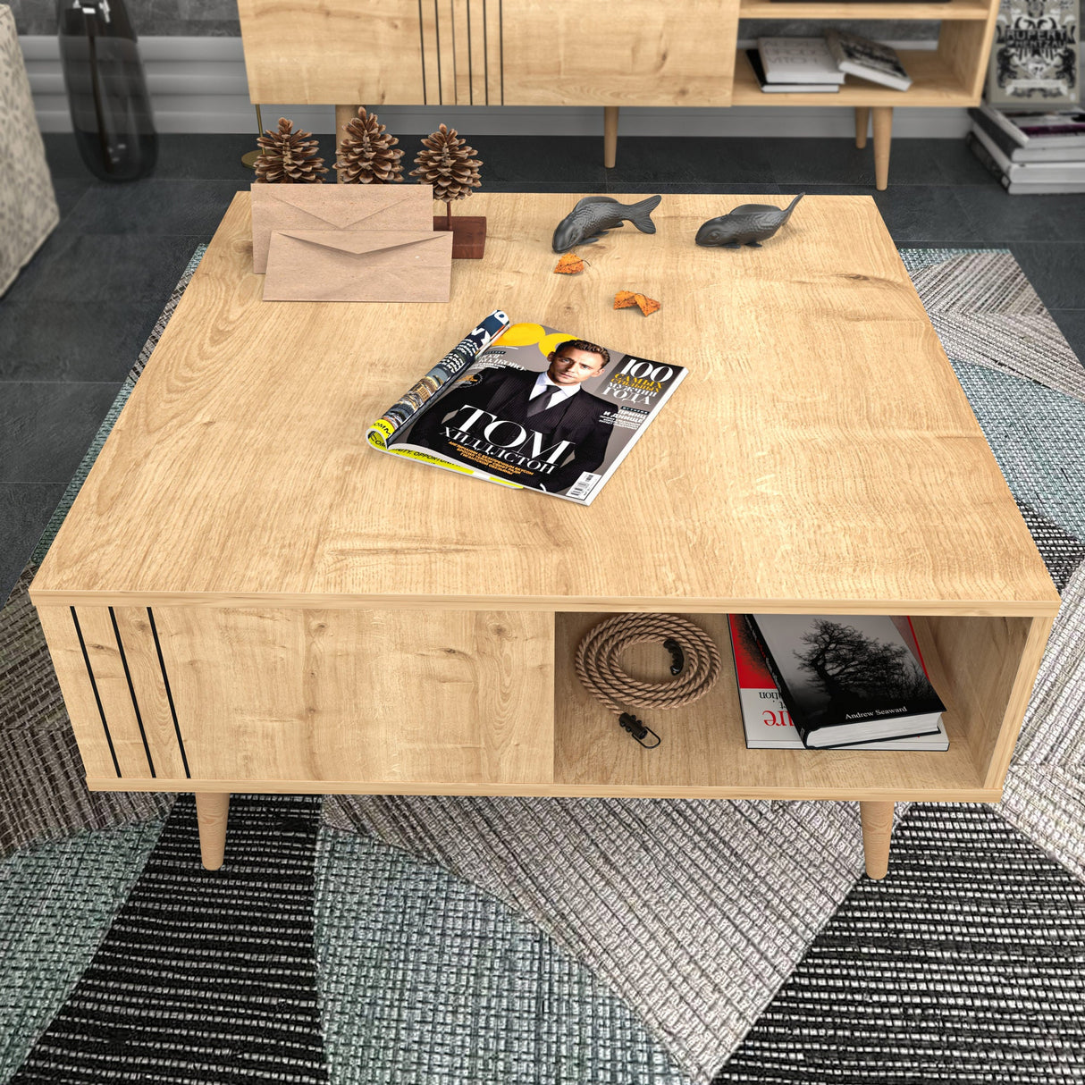 Măsuță de cafea Ronas, Diverse culori, 90x90x47 cm - Stejar | SKU: 322RTC1212 | Măsuță de cafea Ronas, 90x90x47 cm, varianta Stejar, produs pentru amenajarea locuinței, disponibil online în România la CasaMob