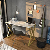 Birou Gyza, Diverse culori, 120x60x75 cm - Alb - Auriu | SKU: 322RTC1304 | Birou Gyza, 120x60x75 cm, varianta Alb - Auriu, produs pentru amenajarea locuinței, disponibil online în România la CasaMob
