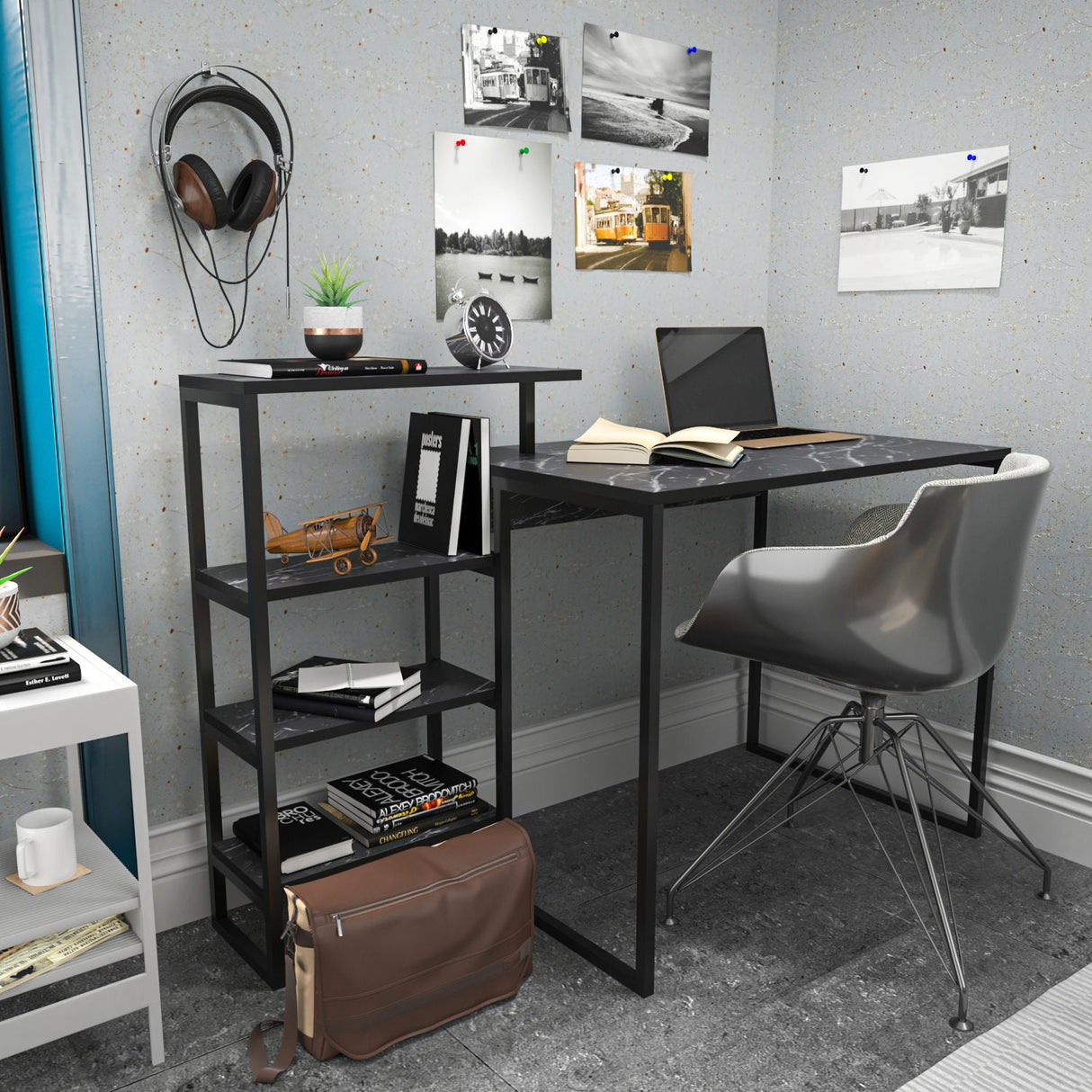 Birou Rino, Diverse culori, 133x60x77 cm - Negru | SKU: 322RTC1306 | Birou Rino, 133x60x77 cm, varianta Negru, produs pentru amenajarea locuinței, disponibil online în România la CasaMob