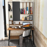 Birou Wood cu biblioteca, 120x60x196.6 cm - Nuc, SKU 322RTC1318