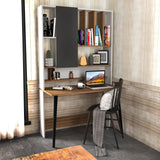 Birou Wood cu biblioteca, 120x60x196.6 cm - Nuc, SKU 322RTC1318