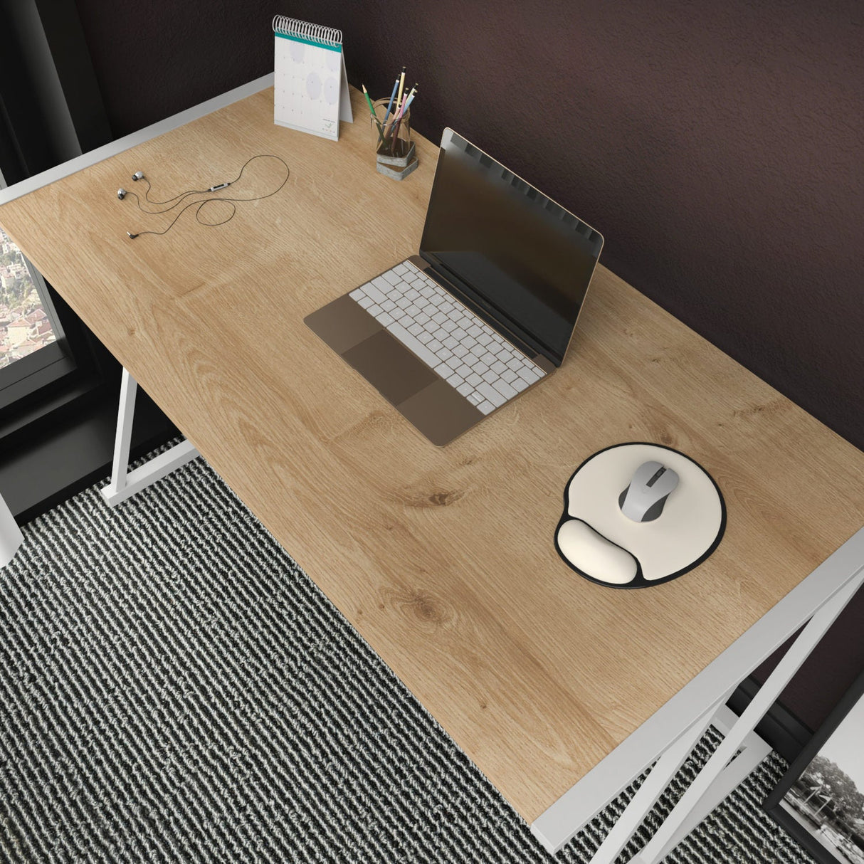 Birou Adelaide, Diverse culori, 114x60x75 cm - Alb - Stejar | SKU: 322RTC1389 | Birou Adelaide, 114x60x75 cm, varianta Alb - Stejar, produs pentru amenajarea locuinței, disponibil online în România la CasaMob