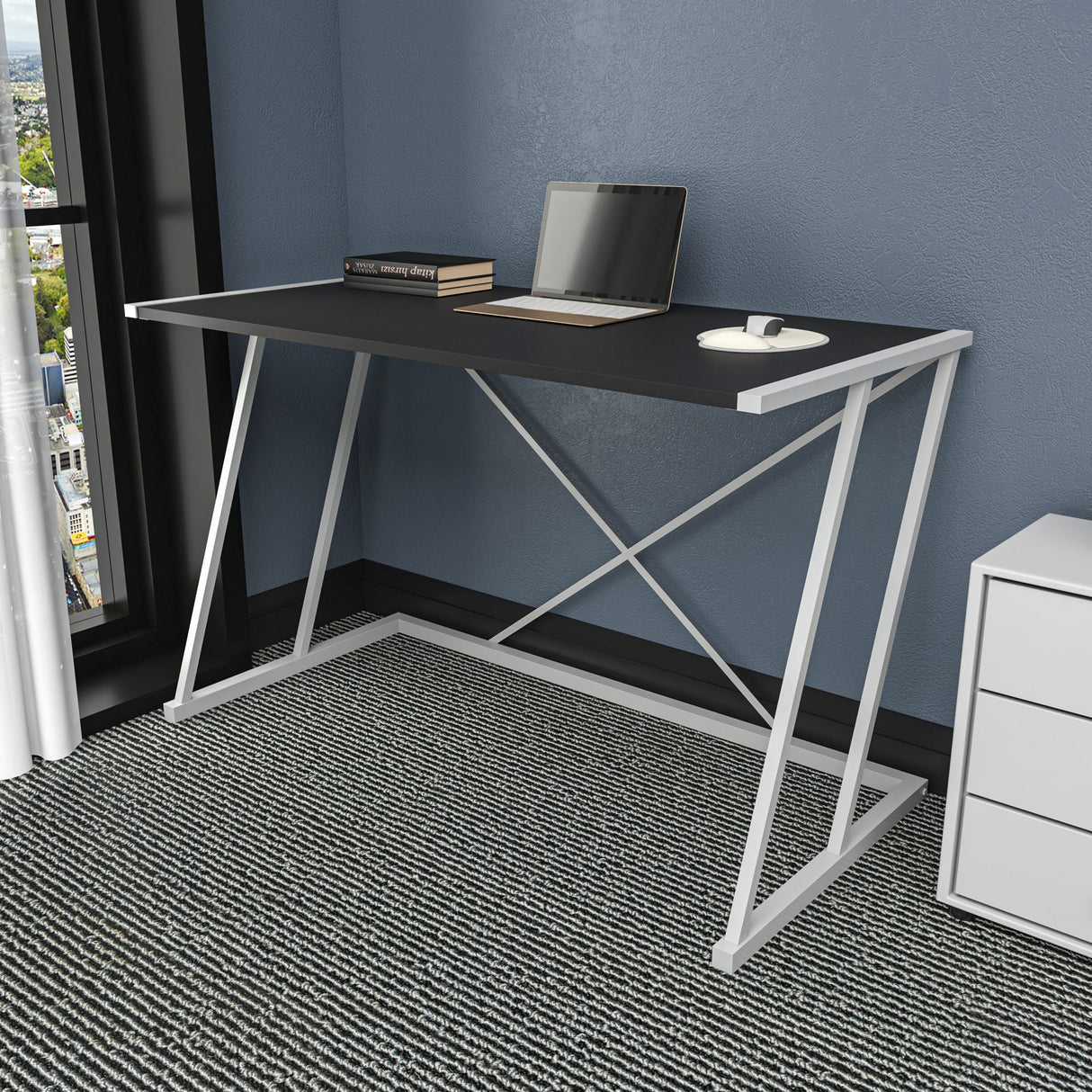 Birou Adelaide, Diverse culori, 114x60x75 cm - Alb - Antracit | SKU: 322RTC1390 | Birou Adelaide, 114x60x75 cm, varianta Alb - Antracit, produs pentru amenajarea locuinței, disponibil online în România la CasaMob