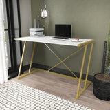 Birou Adelaide, Diverse culori, 114x60x75 cm - Auriu - Alb | SKU: 322RTC1392 | Birou Adelaide, 114x60x75 cm, varianta Auriu - Alb, produs pentru amenajarea locuinței, disponibil online în România la CasaMob