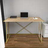 Birou Adelaide, Diverse culori, 114x60x75 cm - Auriu - Stejar | SKU: 322RTC1393 | Birou Adelaide, 114x60x75 cm, varianta Auriu - Stejar, produs pentru amenajarea locuinței, disponibil online în România la CasaMob