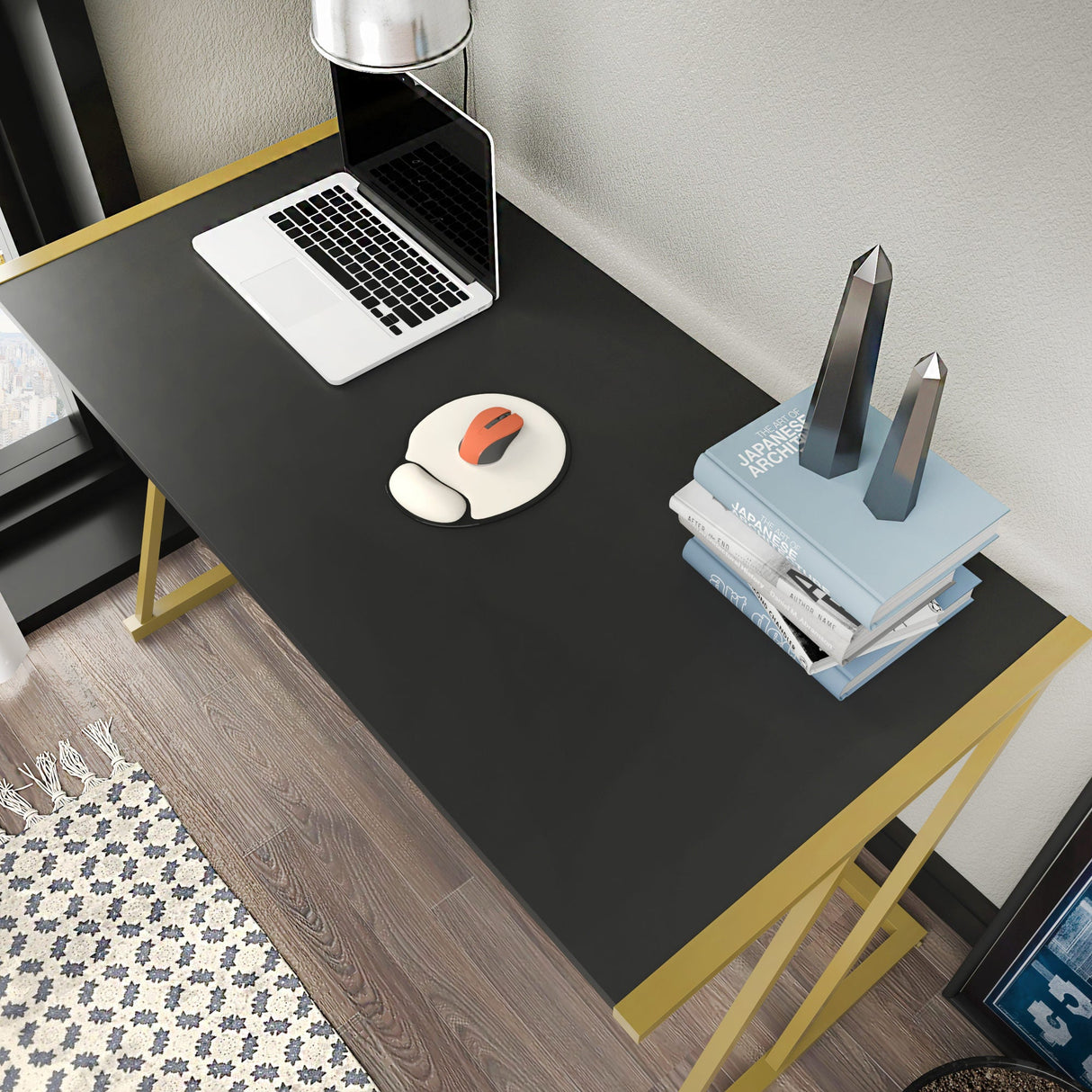 Birou Adelaide, Diverse culori, 114x60x75 cm - Auriu - Antracit | SKU: 322RTC1394 | Birou Adelaide, 114x60x75 cm, varianta Auriu - Antracit, produs pentru amenajarea locuinței, disponibil online în România la CasaMob