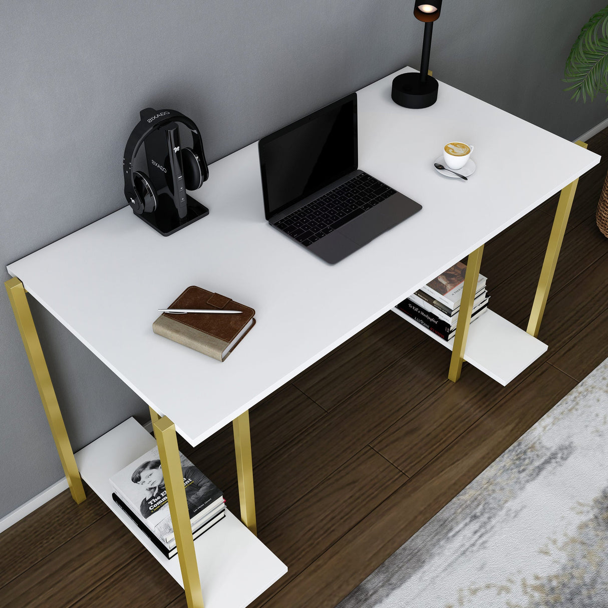 Birou Academy, Diverse culori, 125x60x74 cm - Auriu - Alb | SKU: 322RTC1405 | Birou Academy, 125x60x74 cm, varianta Auriu - Alb, produs pentru amenajarea locuinței, disponibil online în România la CasaMob