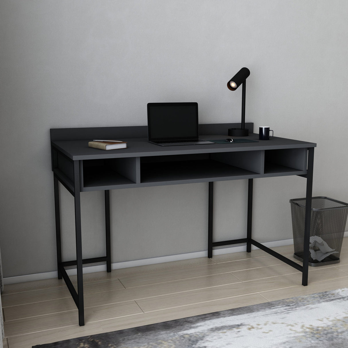 Birou Alma, Diverse culori, 120x60x75 cm - Negru - Antracit | SKU: 322RTC1411 | Birou Alma, 120x60x75 cm, varianta Negru - Antracit, produs pentru amenajarea locuinței, disponibil online în România la CasaMob