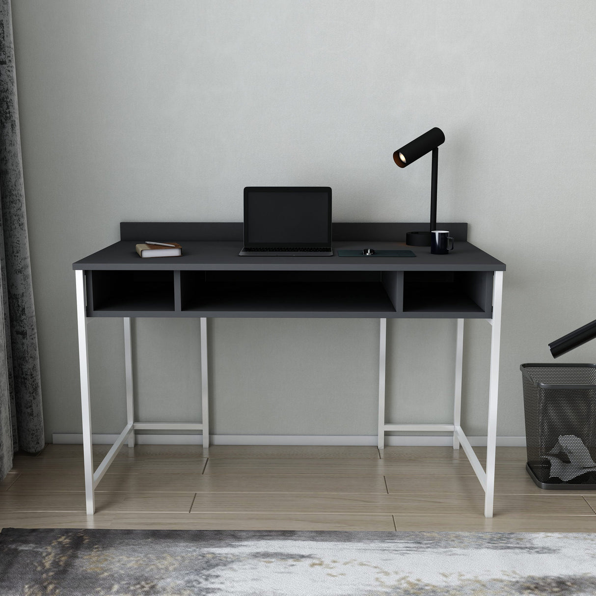 Birou Alma, Diverse culori, 120x60x75 cm - Alb - Antracit | SKU: 322RTC1415 | Birou Alma, 120x60x75 cm, varianta Alb - Antracit, produs pentru amenajarea locuinței, disponibil online în România la CasaMob