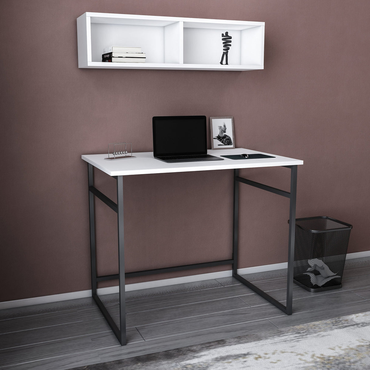 Birou Hussum, Diverse culori, 90x60x75 cm - Negru - Alb | SKU: 322RTC1421 | Birou Hussum, 90x60x75 cm, varianta Negru - Alb, produs pentru amenajarea locuinței, disponibil online în România la CasaMob