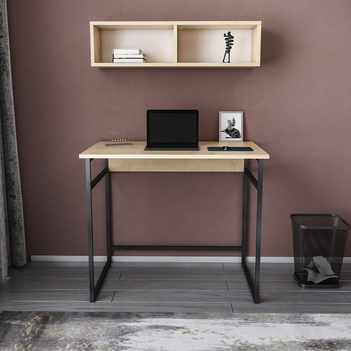Birou Hussum, Diverse culori, 90x60x75 cm - Negru - Stejar | SKU: 322RTC1422 | Birou Hussum, 90x60x75 cm, varianta Negru - Stejar, produs pentru amenajarea locuinței, disponibil online în România la CasaMob