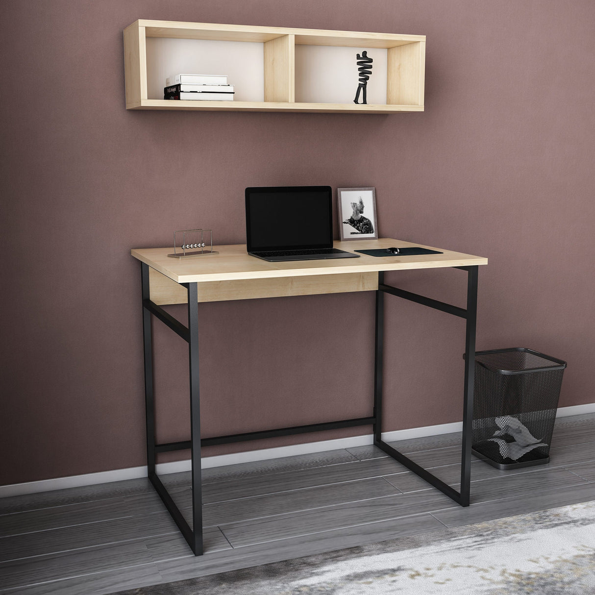Birou Hussum, Diverse culori, 90x60x75 cm - Negru - Stejar | SKU: 322RTC1422 | Birou Hussum, 90x60x75 cm, varianta Negru - Stejar, produs pentru amenajarea locuinței, disponibil online în România la CasaMob