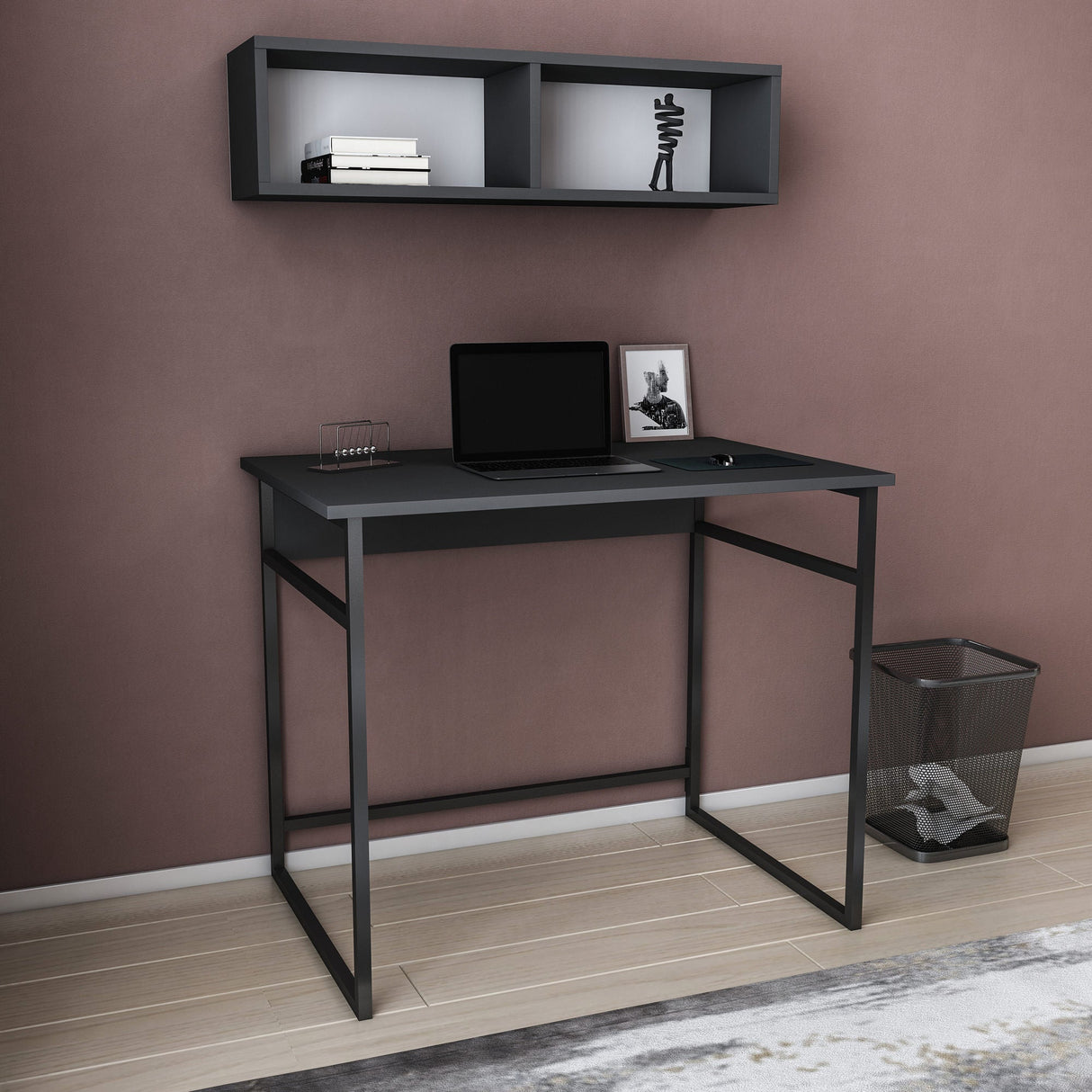 Birou Hussum, Diverse culori, 90x60x75 cm - Negru - Antracit | SKU: 322RTC1423 | Birou Hussum, 90x60x75 cm, varianta Negru - Antracit, produs pentru amenajarea locuinței, disponibil online în România la CasaMob
