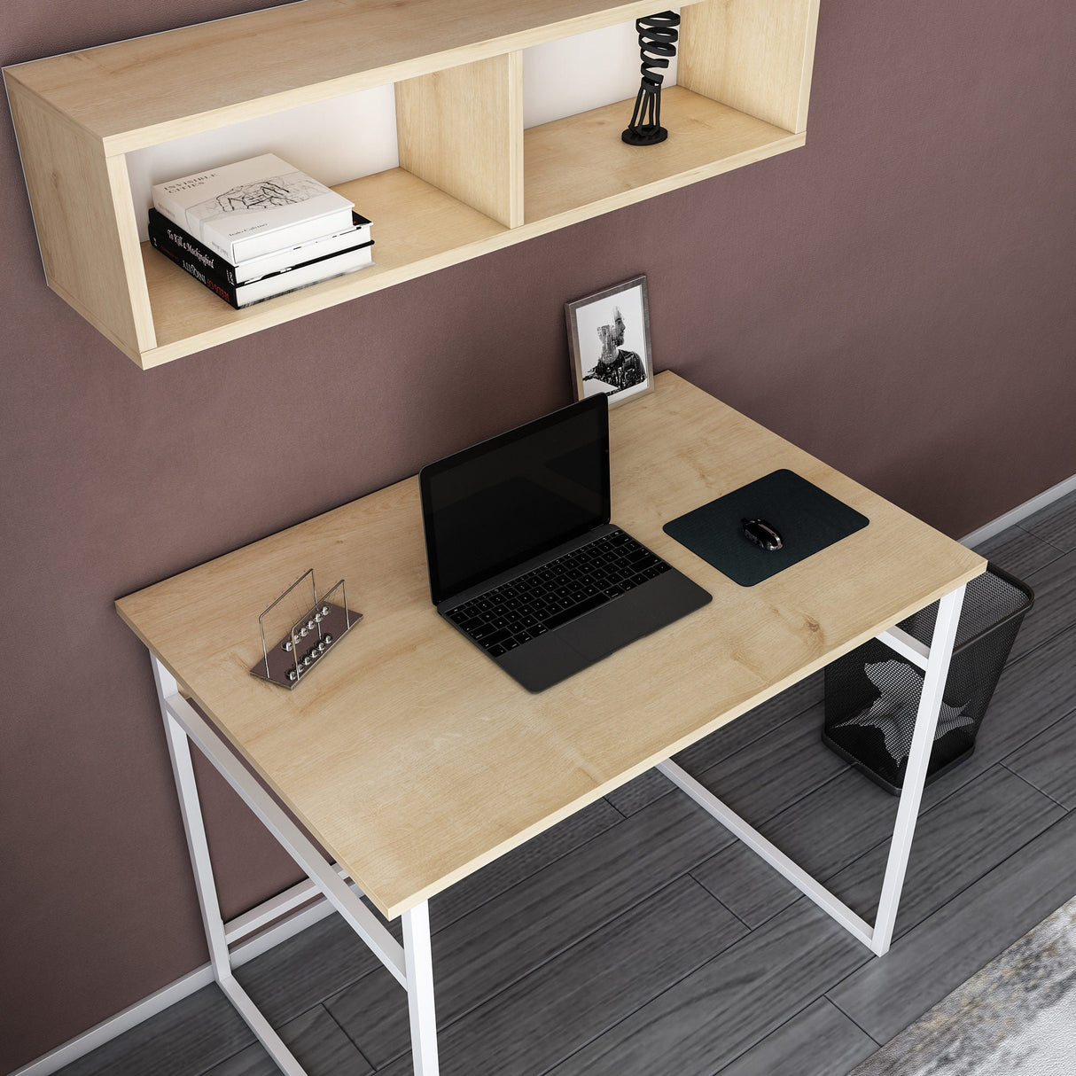 Birou Hussum, Diverse culori, 90x60x75 cm - Alb - Stejar | SKU: 322RTC1426 | Birou Hussum, 90x60x75 cm, varianta Alb - Stejar, produs pentru amenajarea locuinței, disponibil online în România la CasaMob