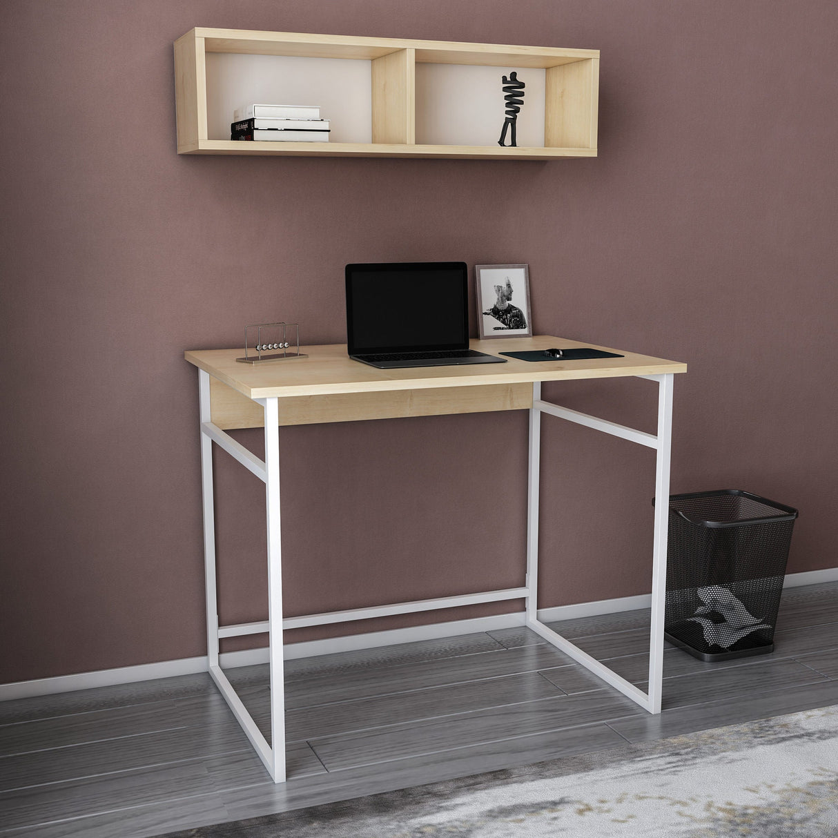 Birou Hussum, Diverse culori, 90x60x75 cm - Alb - Stejar | SKU: 322RTC1426 | Birou Hussum, 90x60x75 cm, varianta Alb - Stejar, produs pentru amenajarea locuinței, disponibil online în România la CasaMob