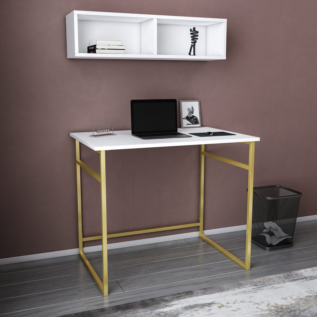 Birou Hussum, Diverse culori, 90x60x75 cm - Auriu - Alb | SKU: 322RTC1429 | Birou Hussum, 90x60x75 cm, varianta Auriu - Alb, produs pentru amenajarea locuinței, disponibil online în România la CasaMob
