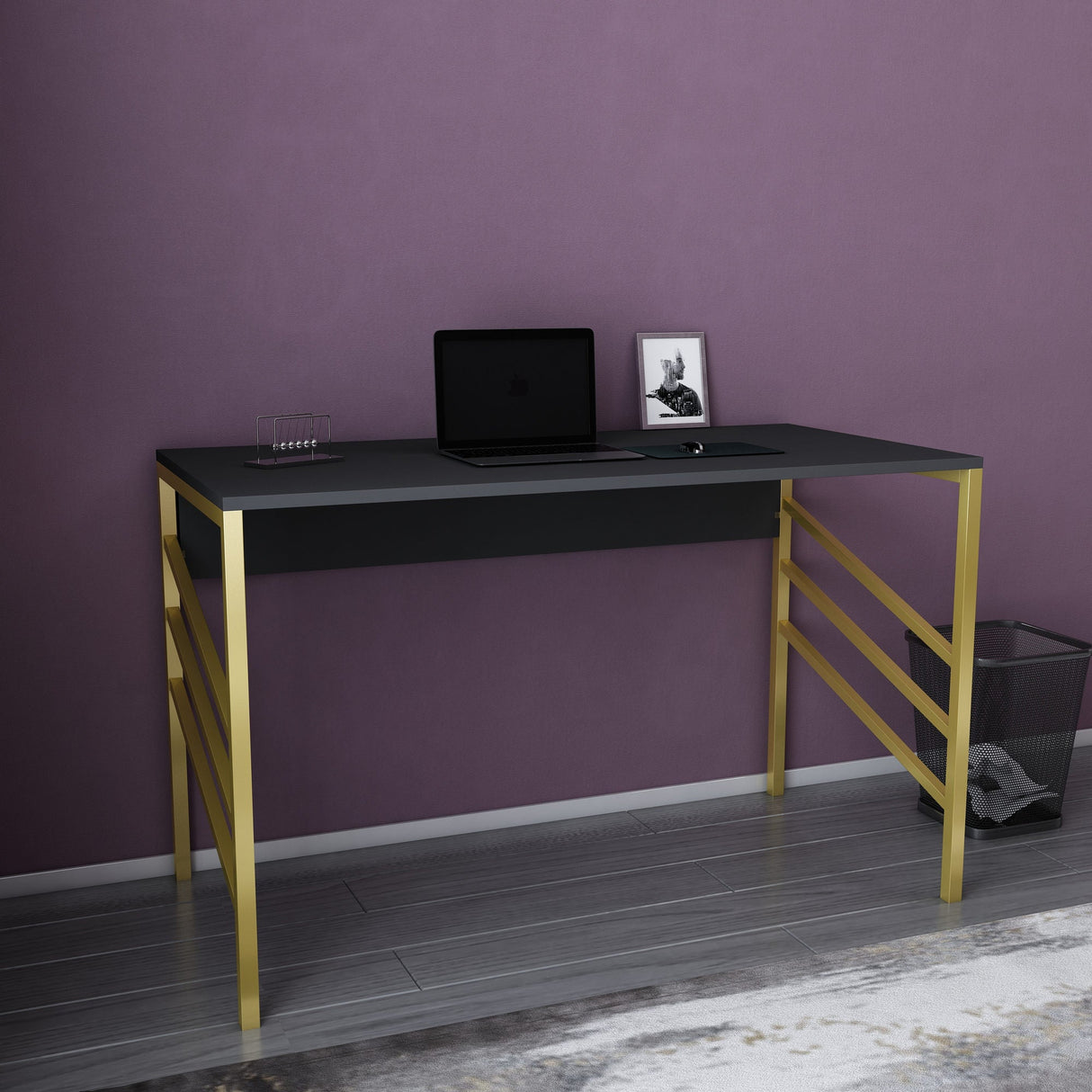 Birou Josephine, Diverse culori, 120x60x75 cm - Auriu - Antracit | SKU: 322RTC1443 | Birou Josephine, 120x60x75 cm, varianta Auriu - Antracit, produs pentru amenajarea locuinței, disponibil online în România la CasaMob