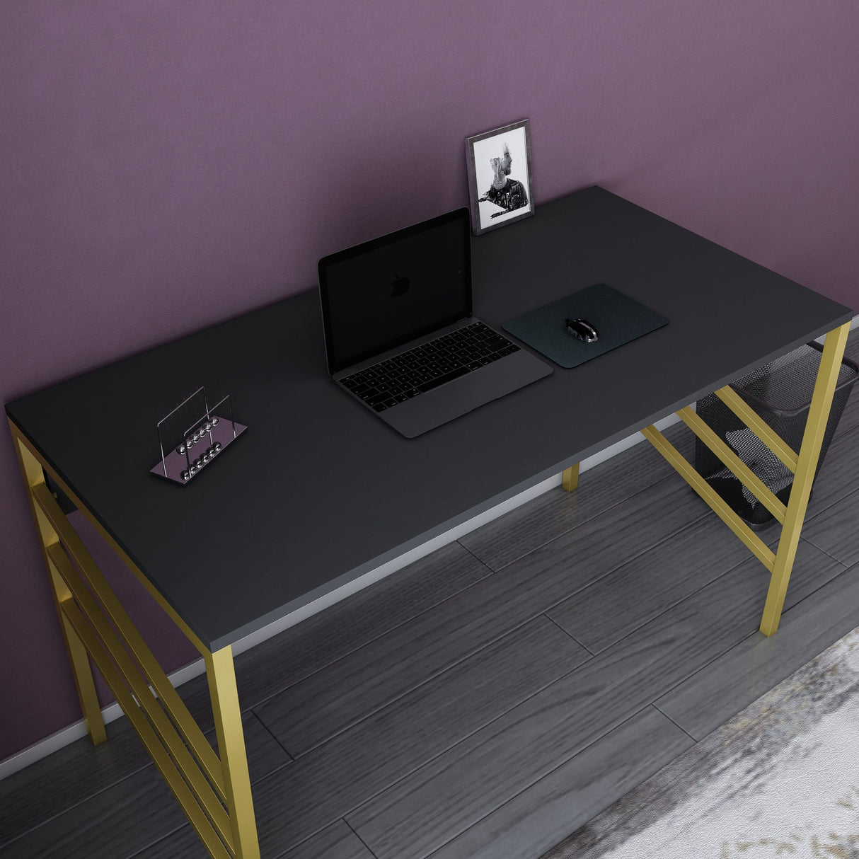 Birou Josephine, Diverse culori, 120x60x75 cm - Auriu - Antracit | SKU: 322RTC1443 | Birou Josephine, 120x60x75 cm, varianta Auriu - Antracit, produs pentru amenajarea locuinței, disponibil online în România la CasaMob